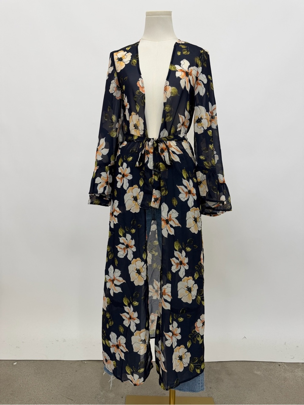 Beach Riot Navy Floral Sheer Duster